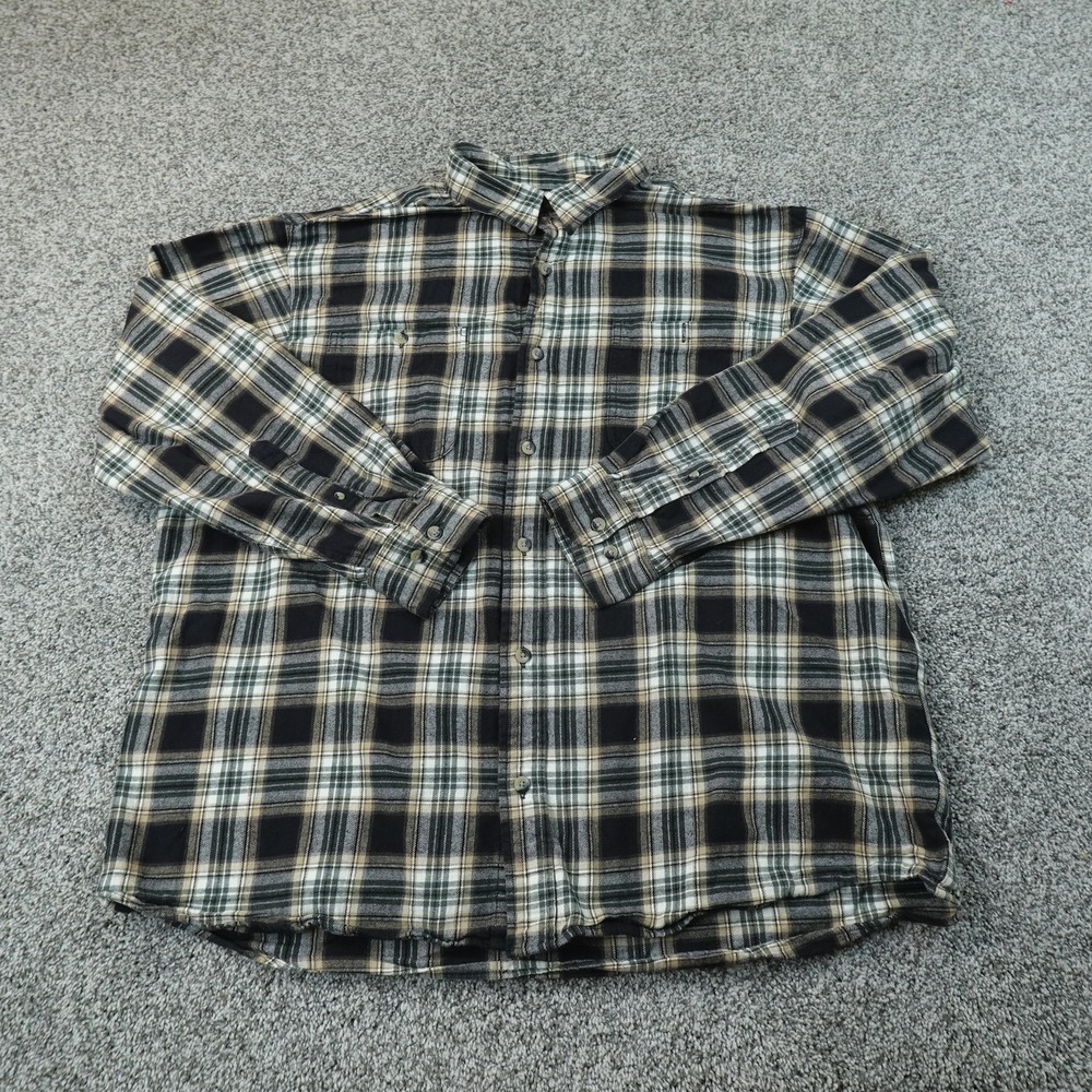 RedHead Shirt Mens 2XL Green Plaid Flannel Button Up Outdoor Hunting Work Top
